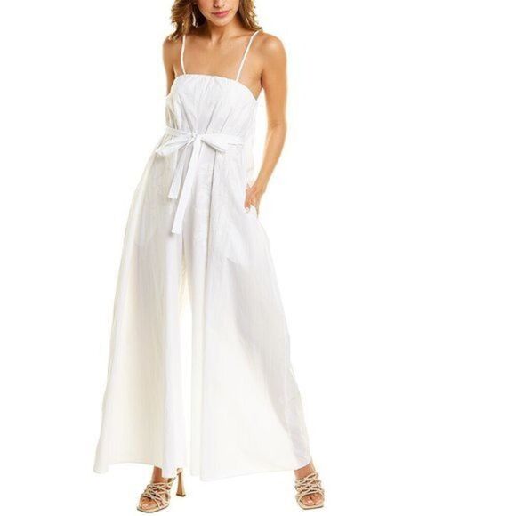 Calypso St. Barth Holly Silk Wide Leg Bride Jumpsuit in White XXL - Picture 3 of 11